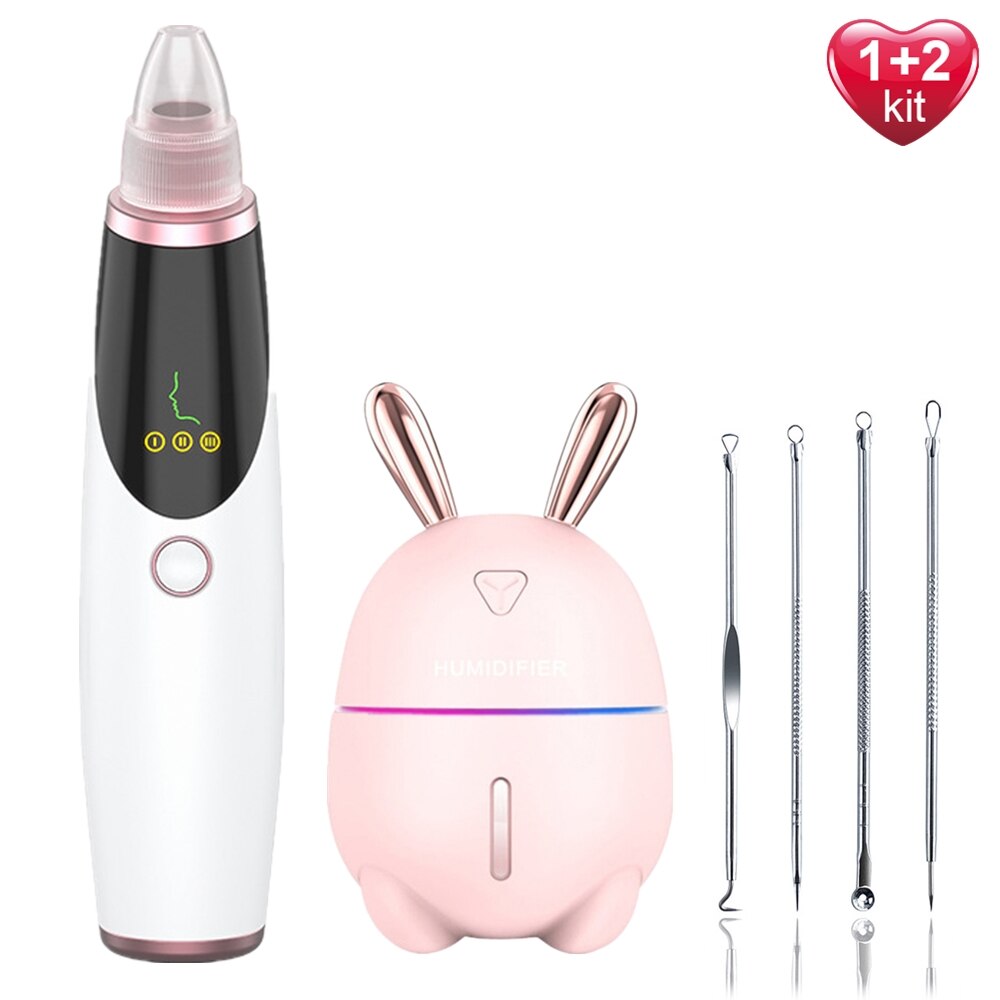 Electric Acne Blackhead Remover Vacuum Suction Extractor Tool Nano Facial Sprayer Steamer Humidifier Pore Cleaner Skin Care Tool: Pink Beauty Set