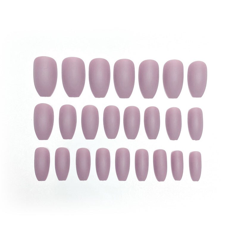 Faux ongles mat couverture complète avec colle, produits finis, vernis à pression, artificiels, Ballet, couleur Pure, pour filles, 24 pièces/boîte