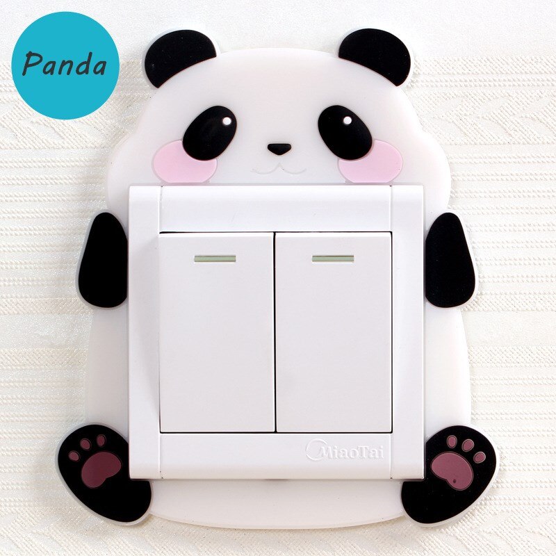 3D Silicone On-off Switch Sticker Luminous Switch Wall Stickers Cute Cartoon Children Bedroom Fluorescent Switch Home Decoration: Panda