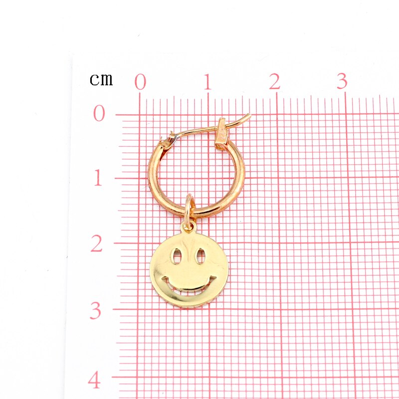 1 par engraçado sorriso rosto pingente de argola brincos para mulheres homens feitos à mão ouro metal cor infinito círculo brincos jóias E102-3