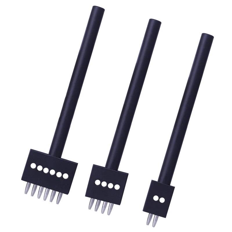 5mm Hole Punching Leather Craft Punch Tool Hole Punches Line Tools Eyelet Maker 2/4/6 Round Row Prong Puncher Cutter Pitch Black