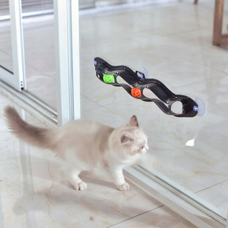 Funny Cat Pet Interactive Track Ball Toys Window Suction Mount Senses Toy Ball