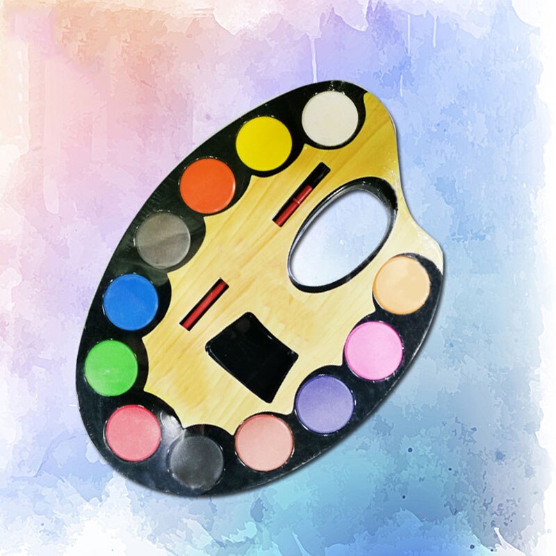 12 Kleuren Solid Aquarel Verf Verf Doos Met Penseel Heldere Kleur Draagbare Kids Aquarel Cake Art Supplies