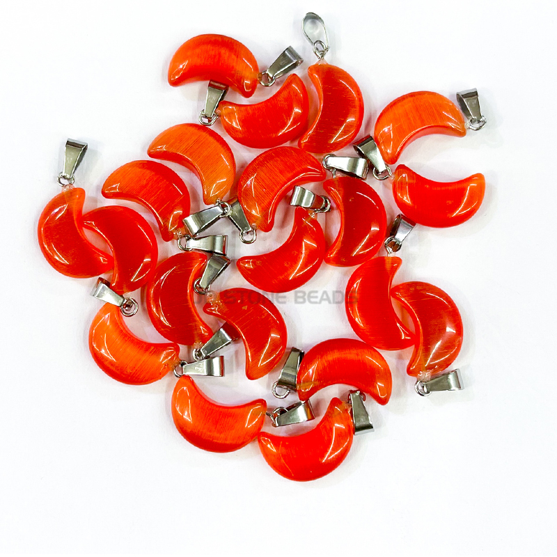 10 Stks/partij Kat Ogen Steen Maan Vorm Charmes Hanger Voor Diy Sieraden Maken Ketting Accessoires Gem Steen Vrouwen Sieraden: Red