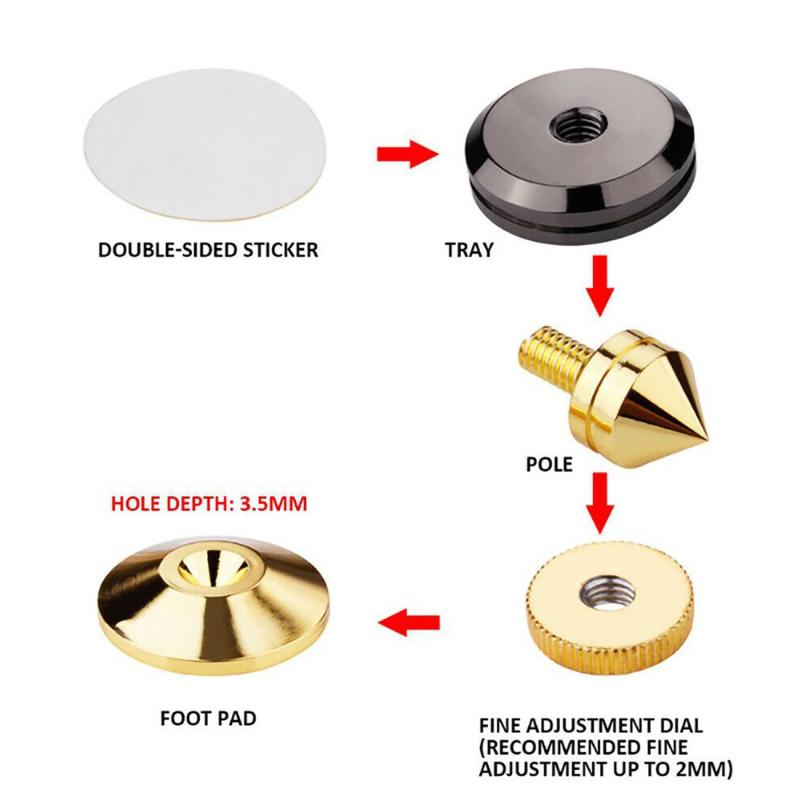 El más 4 unids/set altavoz aislamiento conos de picos pies almohadillas M6 altavoz Spike pies soporte de altavoz ajustable cojín de Base
