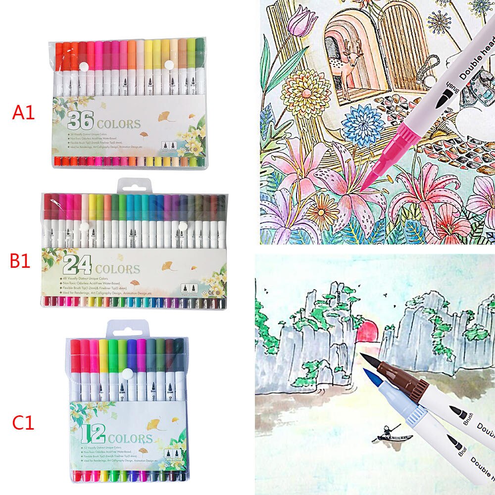 Colouring Pen Set Double Ended Felt Tip Pens Art Colourful Water Fineline Watercolor Art Pen Painting Graffiti Pen