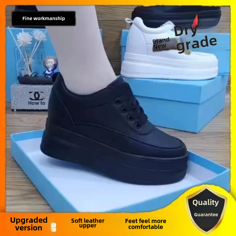 Scarpe da donna in morbida pelle soletta aumentata 8cm di spessore inferiore scarpe Casual Petite Cake primavera autunno singolo: Rosso / 35