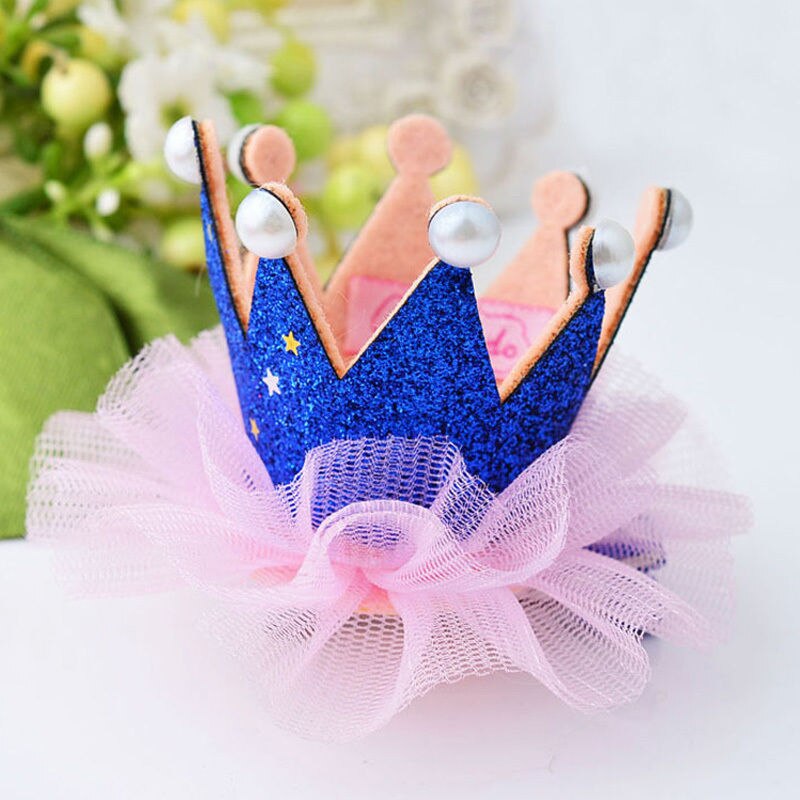 Corona para niña, pinza de pelo Princesa, encaje, perla, estrella brillante, diadema, tocado con pasadores horquillas, accesorios para el cabello: A