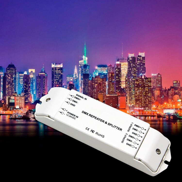 BC-812 DMX512 Signal power repeater DMX Power amplifier 1 to 2 channel output DMX power splitter DMX led controller,DC12V -24V