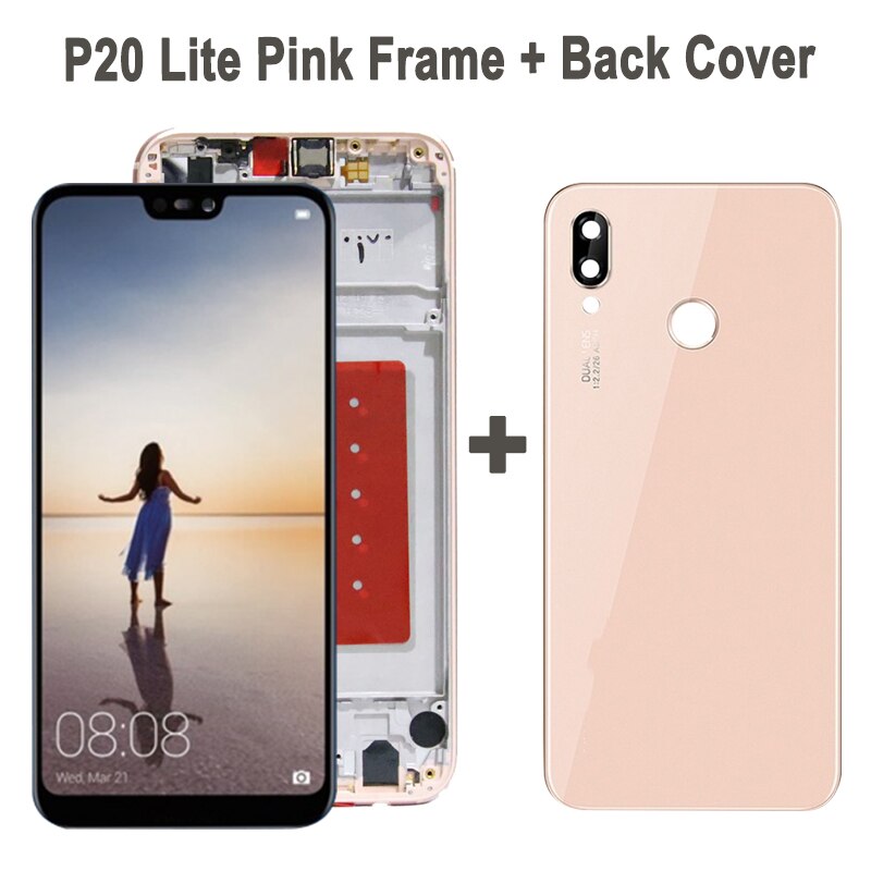 Original 5.84&quot; For Huawei P20 Lite LCD Display Touch Screen Digitizer Assembly For Huawei P20Lite / Nova 3e Display Replacement: Pink With Frame