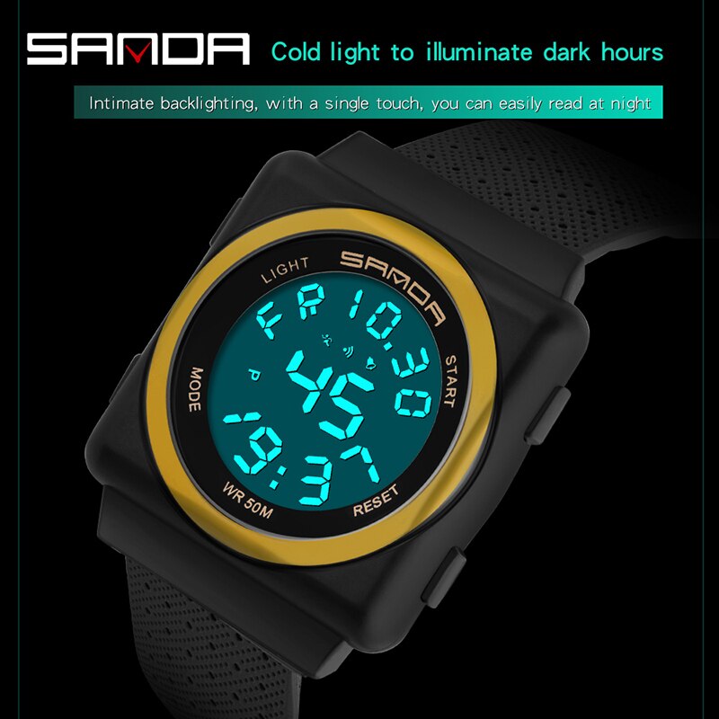 Sanda herre sportsur kronograf herre ur top vandtæt nedtællingsur digitalt armbåndsur relogio masculino