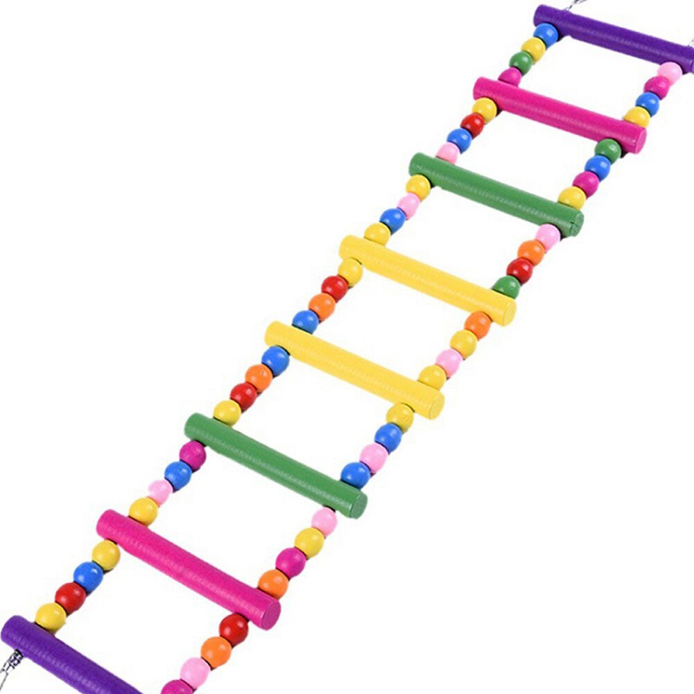 Échelle d'oiseau jouets pour perroquet animal de compagnie balançoires mâcher suspendu pont en bois arc-en-ciel échelle pour calopsitte Conure perruche aras Budgie: 8 Ladders