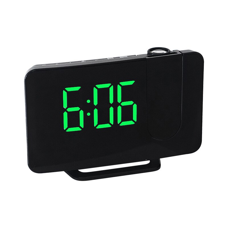 Fm-radio led digital smart väckarklocka klockbord elektroniska skrivbordsklockor usb väckarklocka med 180 ° tidsprojektor snooze: Grön