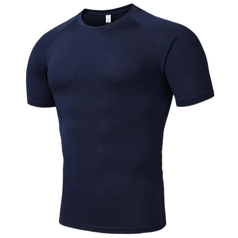 Eli 22 menn sommer kortermet t-skjorte treningssentre fitness bodybuilding t-skjorter o-hals t-skjorter med trykk: M / Marineblå