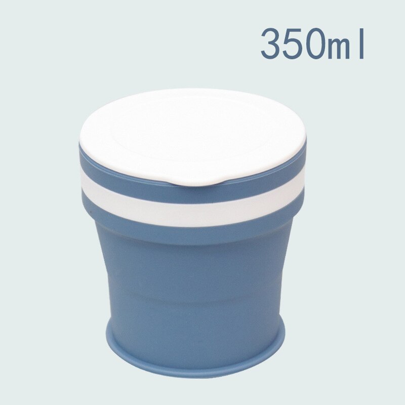 170/270/350ml Folding Silicone Draagbare Siliconen Telescopische Drinken Inklapbare koffie cup vouwen silica cup met Deksels reizen: 350ml Blue