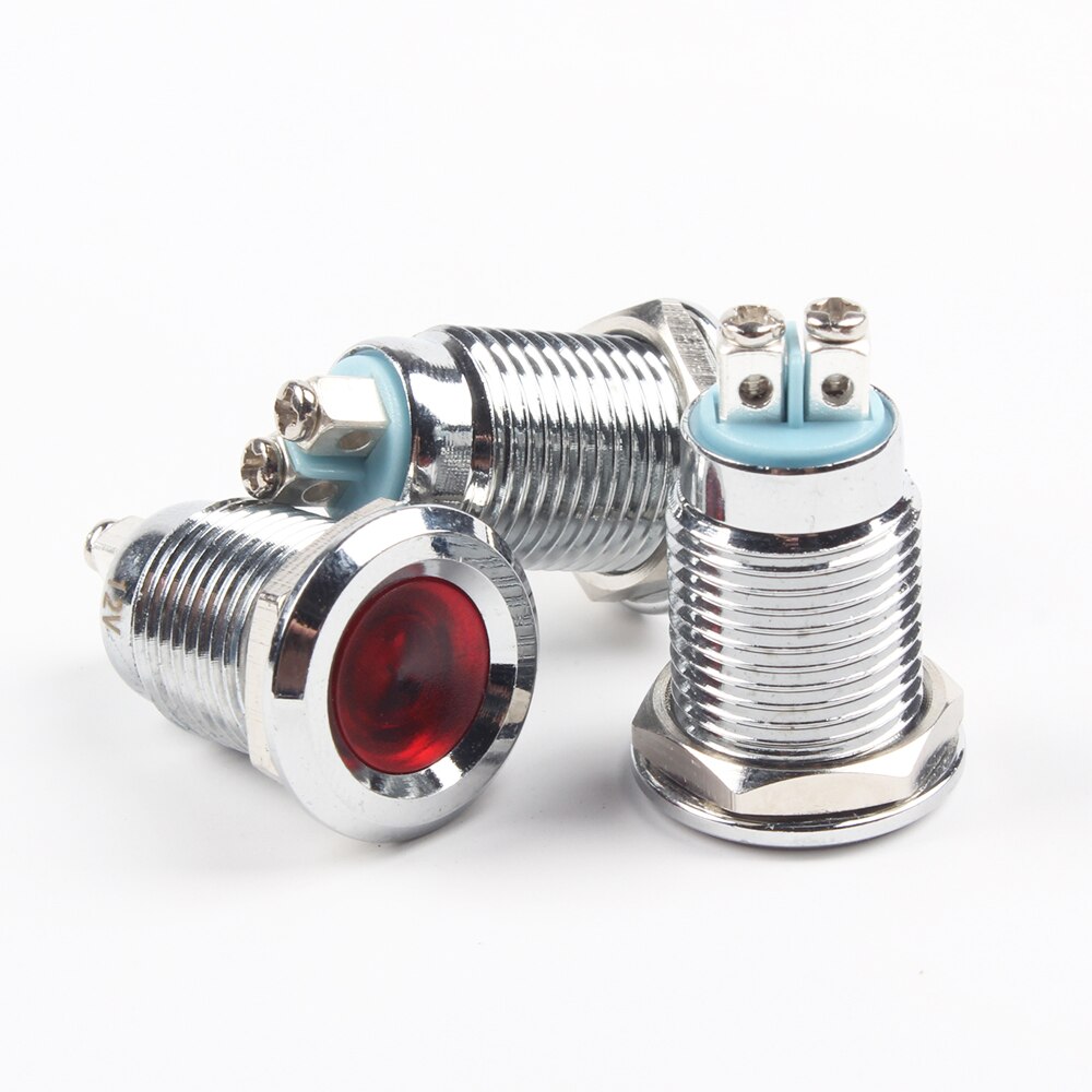 LED Metal Indicator Signal power light 12mm waterproof 6V 12V 24V 220v Screw terminal connect red yellow blue white 12ZSD.A.L
