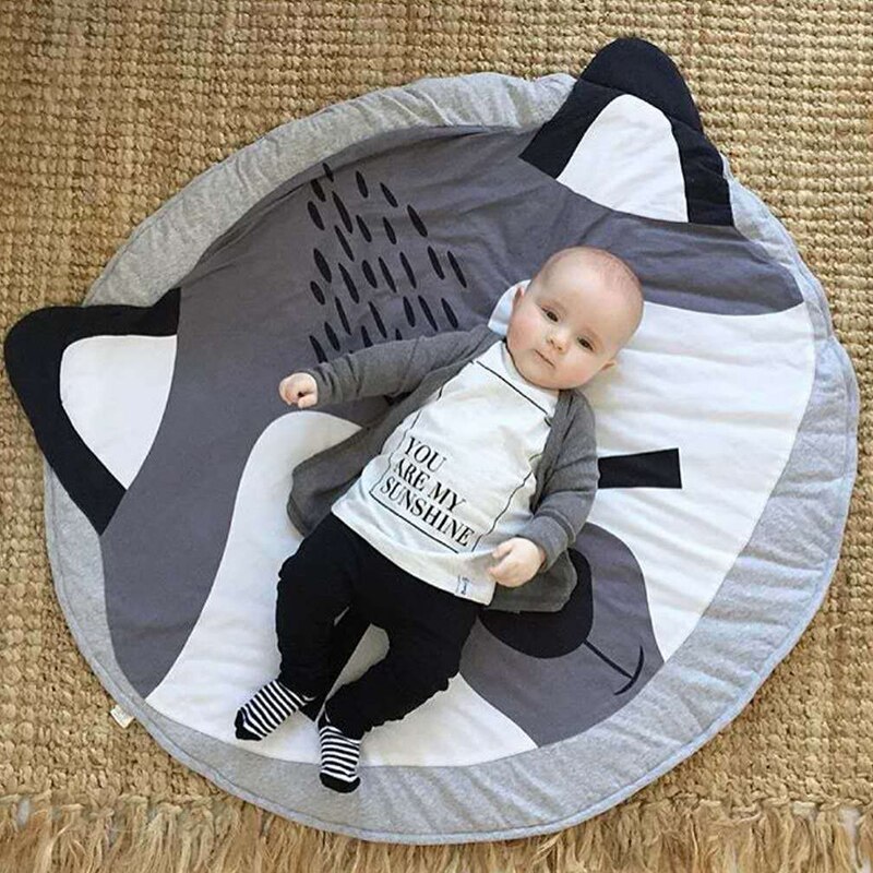 Play Mat Cartoon Animal Baby Mat Newborn Infant Crawling Blanket Cotton Round Floor Carpet Rugs Mat for Kids Room Nursery Decor: Fox