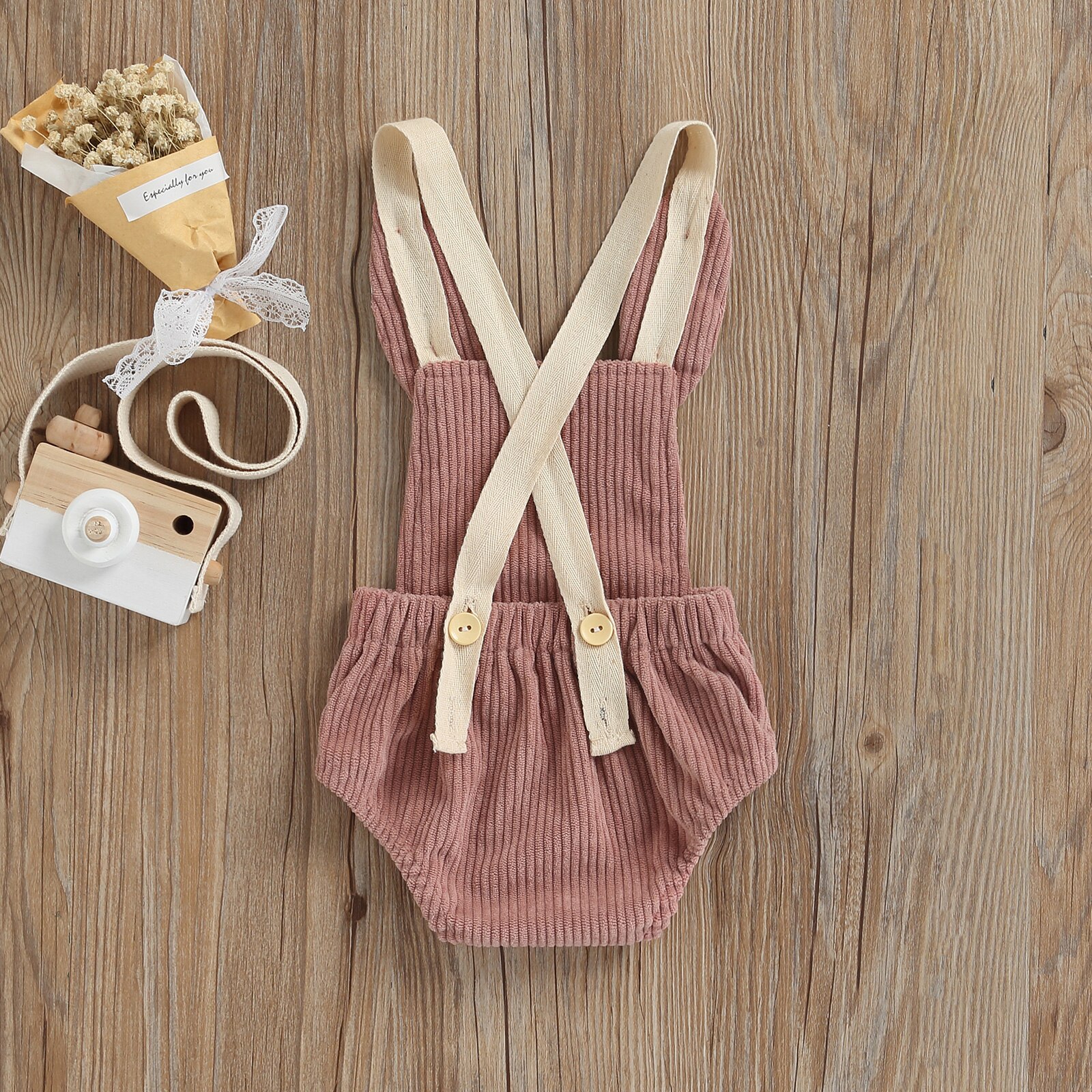 Baby Romper Mouwloze Cartoon Konijn Knop Sluiting Corduroy Bodysuit Voor Meisjes Jongens