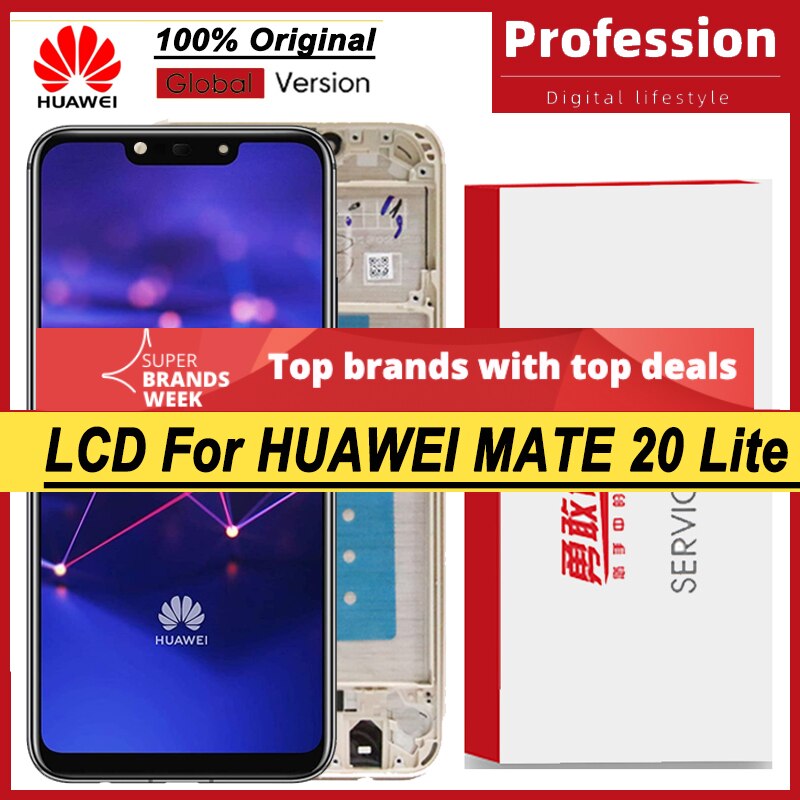 100%  original 6.3 & #39 ;& #39 ;ips displays with frames for huawei mate 20 lite lcd touchscreen digitizer repair parts + service pack