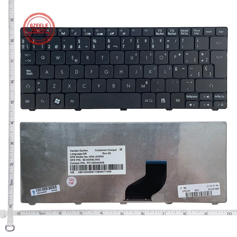 Teclado español para Acer Aspire One D255 D257 AOD257 D260 D270 521 532 532H 533 AO521 AO533 NAV50 Teclado negro SP