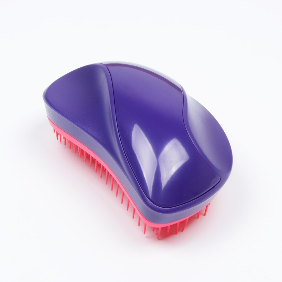 Mango forme démêlant brosse à cheveux doux dents démêlant peigne à cheveux magique salon de coiffure outils de coiffure rose bleu noir avec boîte: Purple