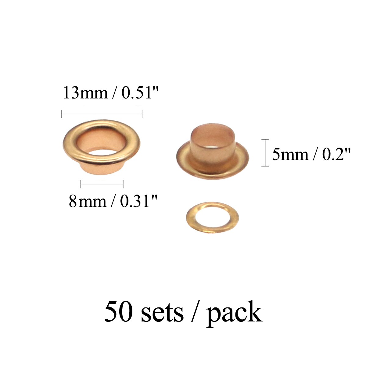 Produkter tyllesæt tyller øjer med kobber, drømmefarve og kobberagtig  (1/5 1/4 1/3 tommer indvendig diameter) tilbehør: 8mm kobberagtige 50 sæt