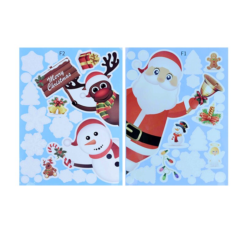 Merry Christmas Wall Stickers Window Glass Sticker Santa Snowflake Xmas Decoration for Home Year Navidad Noel Natal Decor: T01