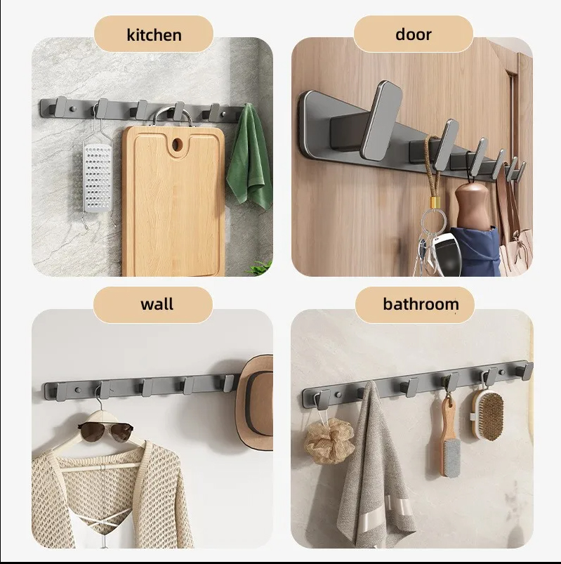 Coat Hook Wall Rack Hanger - Black Coat Rack with Hooks Wall Hooks for Hanging Hat Key Bag Towel Wall Mount Coat Rack