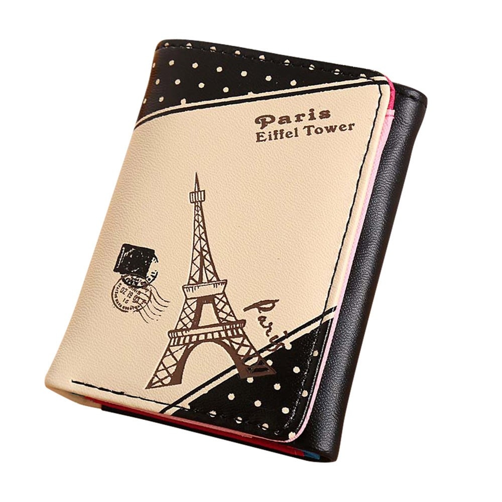 ladies wallet Paris Eiffel Tower buckle wallet short wallet card holder hand wallet carteira feminina T612