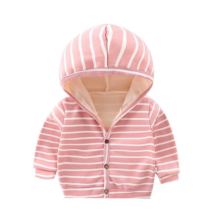 Born randjacka för pojke flicka spädbarn fleecekläder höst barn huvkappor baby vindjacka barn ytterkläder: Rosa / 90