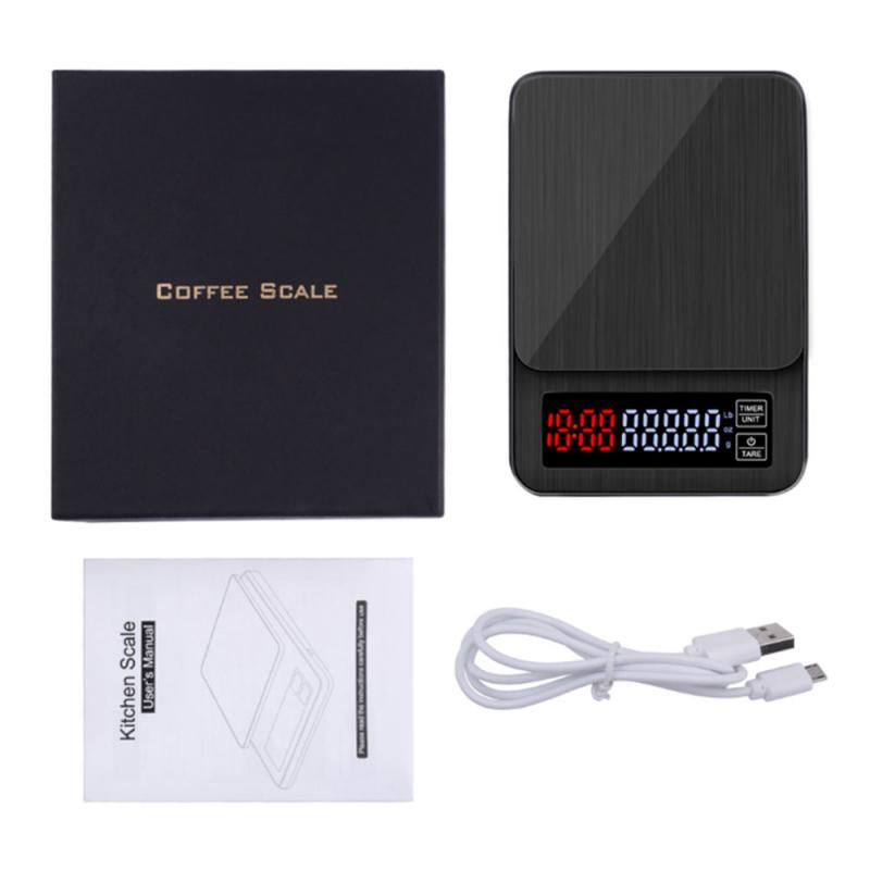 Hand-made Coffee Electronic Scale Coffee Beans Weighing Timing LED Screen Can Bear 3kg/5kg Accurate 0.1g