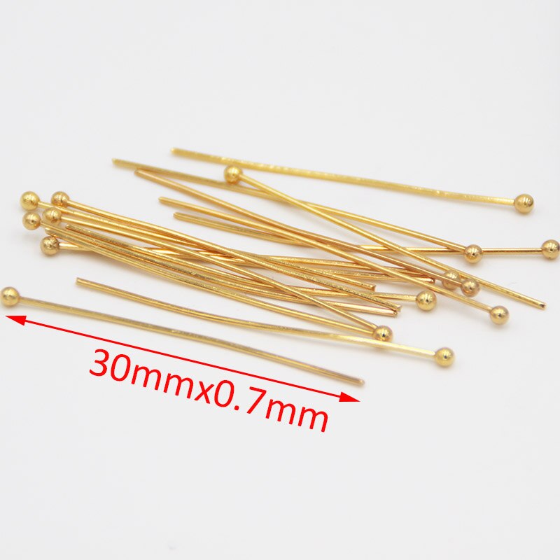 50 stks/partij 21 Gauge 30mm/40mm Rvs Gold Ball Pins voor Diy Sieraden Maken Head Pins bevindingen: 30mmx0.7mm