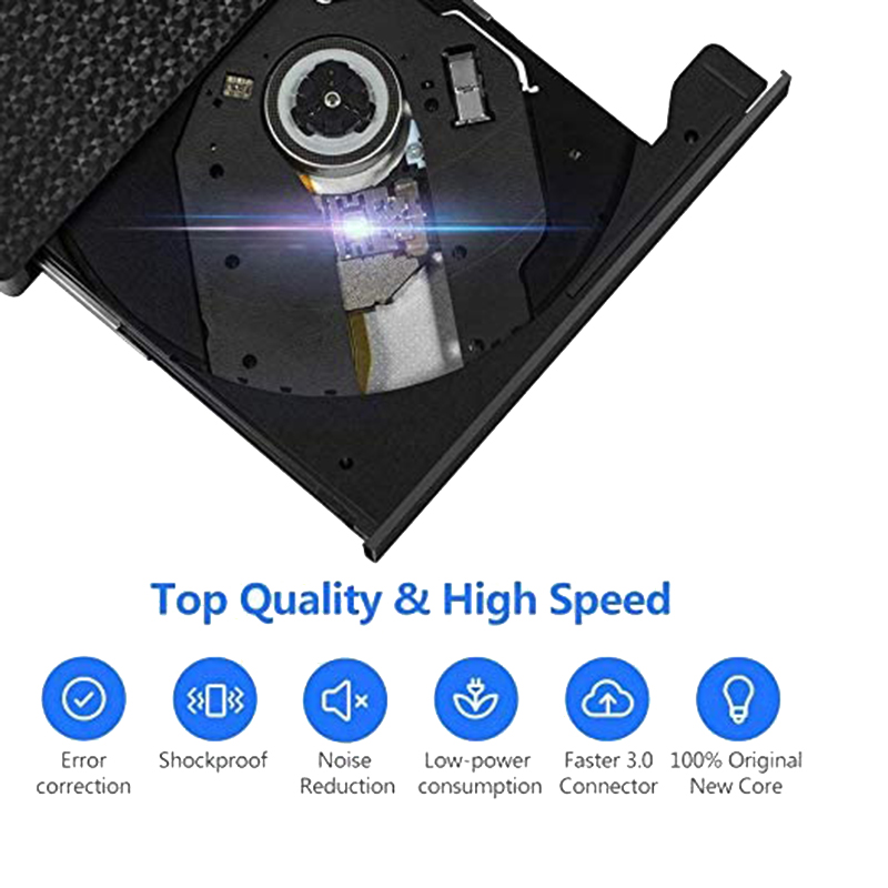 External CD DVD Drive, USB 3.0 USB-C CD DVD RW Reader Rewriter with SD TF Card Reader &amp; USB-Stick Port