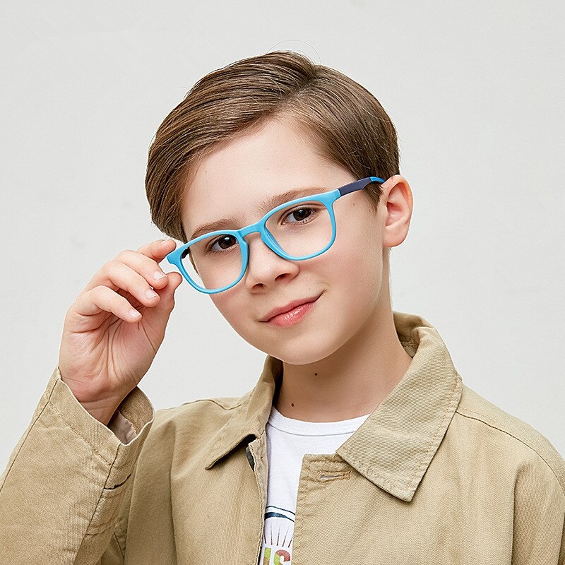 Gafas con montura de silicona suave para niños y niñas, lentes antirayos azules, Protector de ojos, montura de vidrio, lentes transparentes