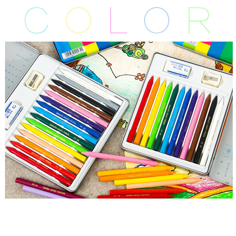 Sakura Cherry Blossoms Plastic Crayon FY 24 Children Paint Brush Postal Japan Imported Cherry Blossoms