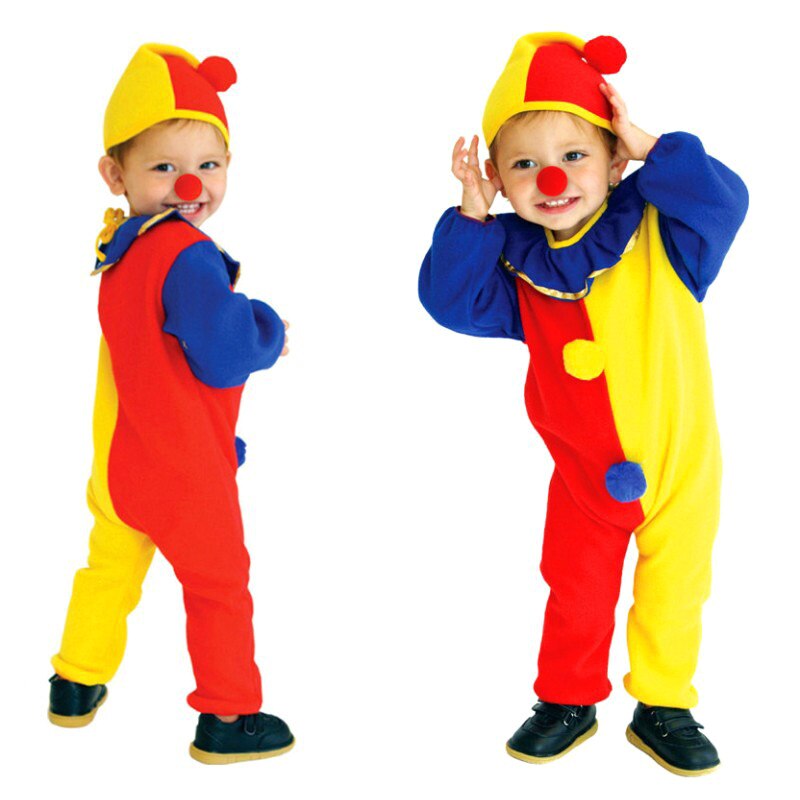 Halloween Cosplay Kostuum Kinderen Prestaties Kostuum Kleuterschool Maskerade Kostuum Rood En Geel Clown Kostuum
