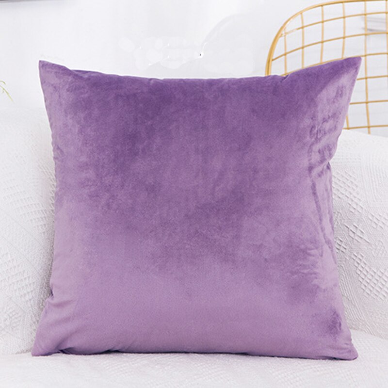 Velvet Cushion Cover Pillowcase Solid Color Pillow Case Decor Sofa Throw Pillows Room Pillow Cover Decorative 60x60: light purple20