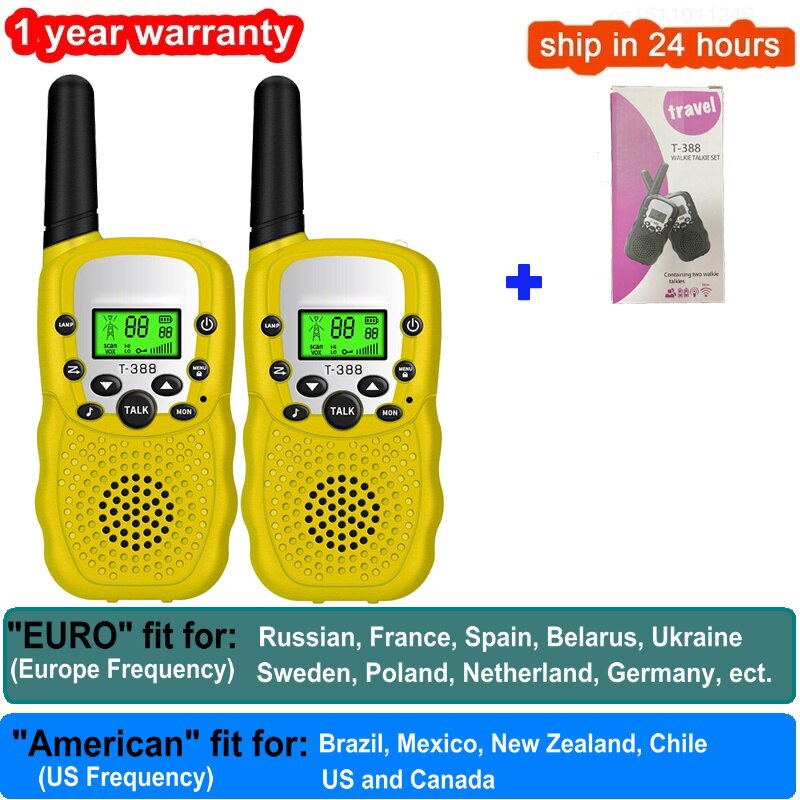 2 pezzi Walkie Talkie bambini Celular giocattoli ricetrasmettitore portatile evidenzia telefono Radio interfono bambini Talkie Walkie regali di compleanno: 2 Yellow