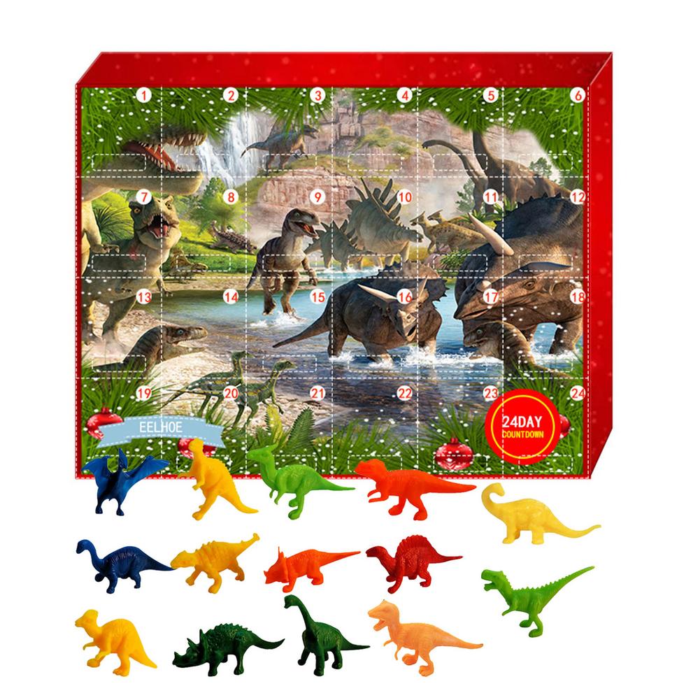 Kerst Advent Countdown Kalender Dinosaurussen Geschenkdoos 24Pcs Knijp Dier Speelgoed Dier Standbeelden Educatief Leuk Speelgoed Voor Kind: Dinosaur