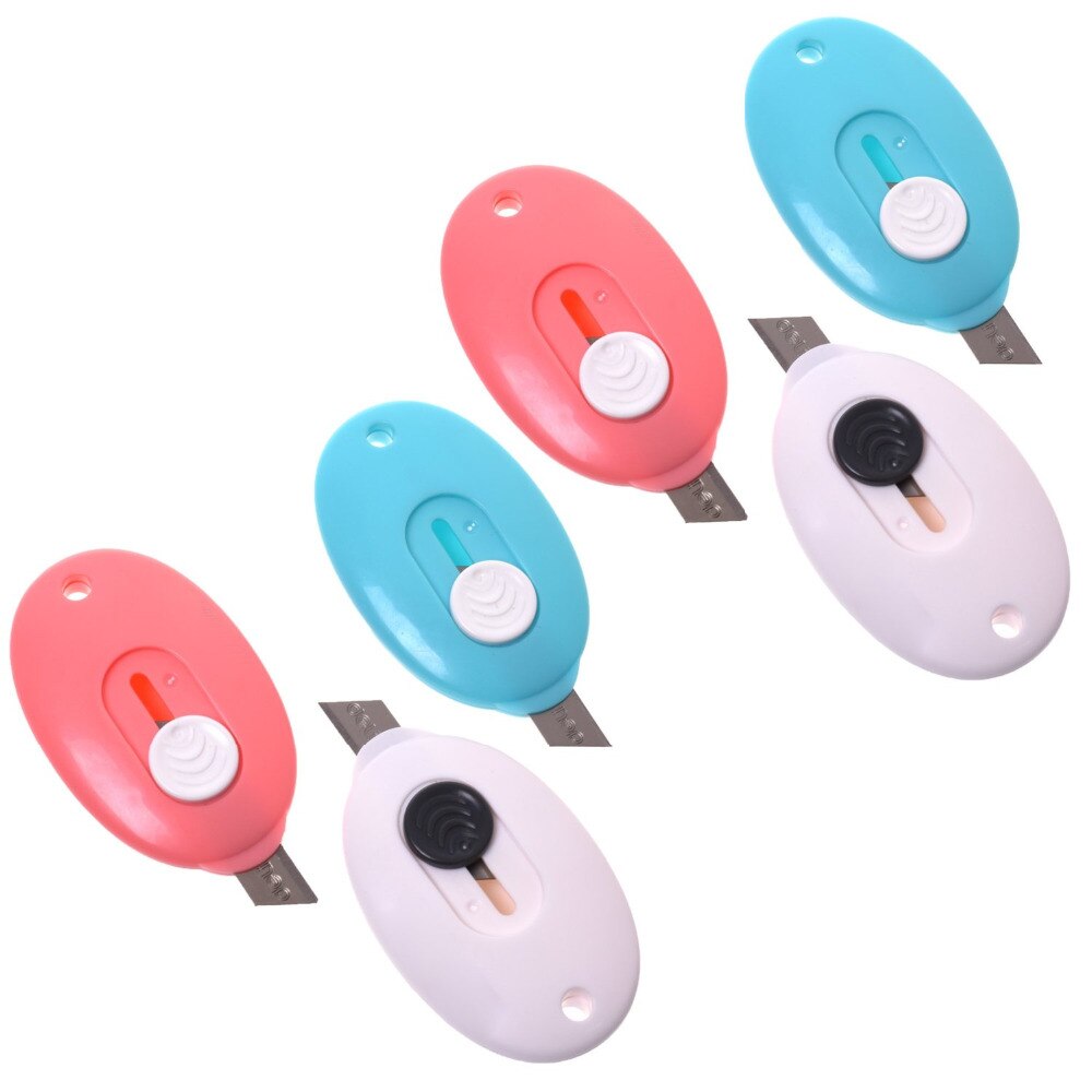Pack of 6 Mini Retractable Utility Knife Box Cutter Letter Opener, Random Color