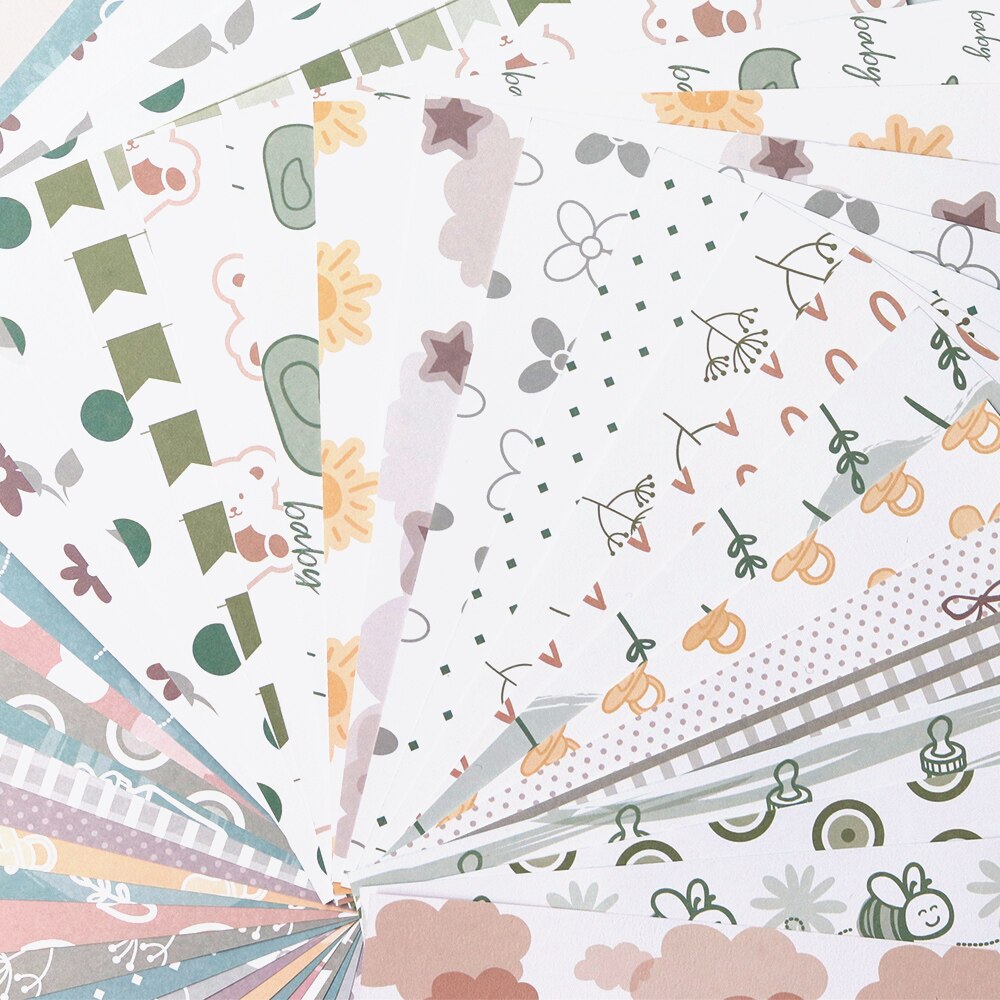 CRZCrafter 6"x6 Inch Scrapbooking Pattern Papers Pad 40 Sheets Pcs Crafts Background DIY Packs Acid Free Embellishments