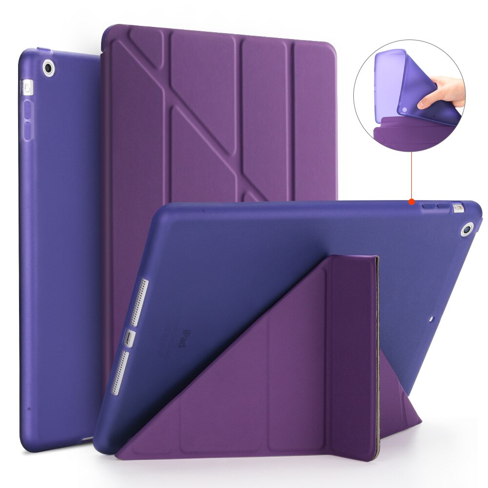 Etui do iPada powietrza, etui z klapką stań etui do iPada 5, PU skóra pełni etui do iPada A1474 A1475 A1476 smart cover dla ipad Air 1 przypadki: Purple