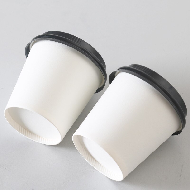 100 st 4oz 100ml engångsyoghurt kaffe te smakkopp liten soja kall dryck vit pappersmugg med svart lock
