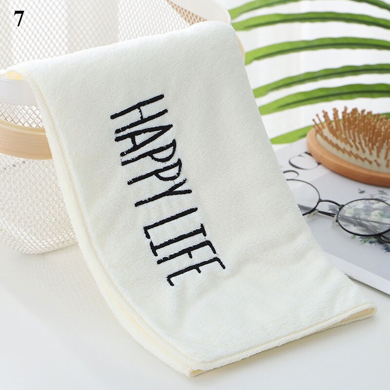 Multi-colored Towel Soft Edging Towel Skin-friendly Letter Embroidered Towel Comfortable Bathroom Supplies Fiber Towel: 7