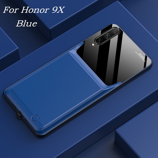 Batterij Oplader Case Voor Huawei Honor 9X Uitgebreid Telefoon Power Case 6000Mah Slim Backup Power Bank Pack Opladen cover Case: Blue