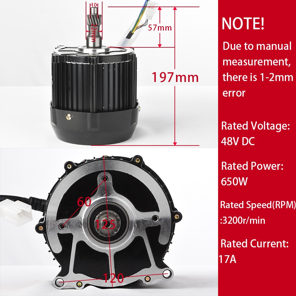 KUNRAY BLDC 650W 48V 60V Brushless DC Motor Three Four Wheel Electric Car Rear Axle Differential Motor Tricycle Conveyor Motors