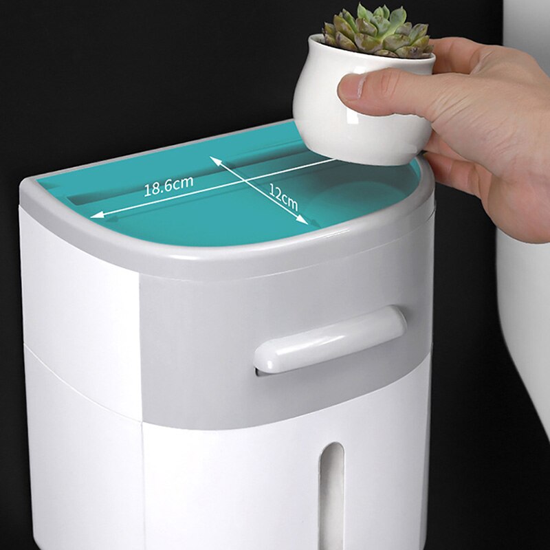 GESEW Double-layer Tissue Box With Drawer Portable Toilet Paper Holder Wall-mount Roll Paper Dispenser Home Bathroom Accessories