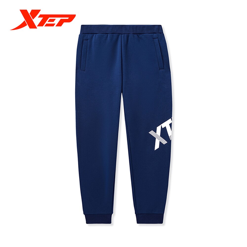 Spodnie dziecięce Xtep 2020 jesienne i zimowe spodnie chłopięce plus kaszmir ciepły tendencja zwykły spodnie sportowe 680426639028: niebieski / 170cm