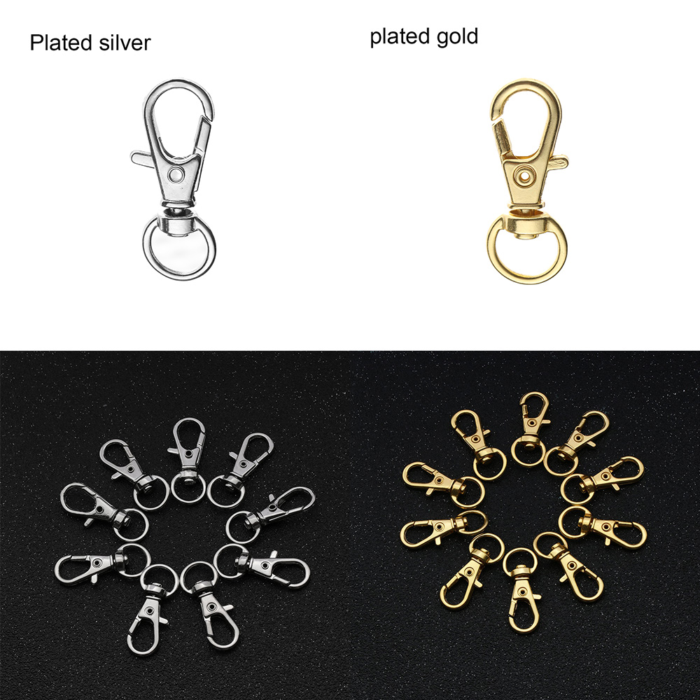 10Pcs Goud Zilver 32mm Karabijn Clips Key Hook Sleutelhanger Split Key Ring Bevindingen Sluitingen Voor DIY Sleutelhangers handtassen Meubi