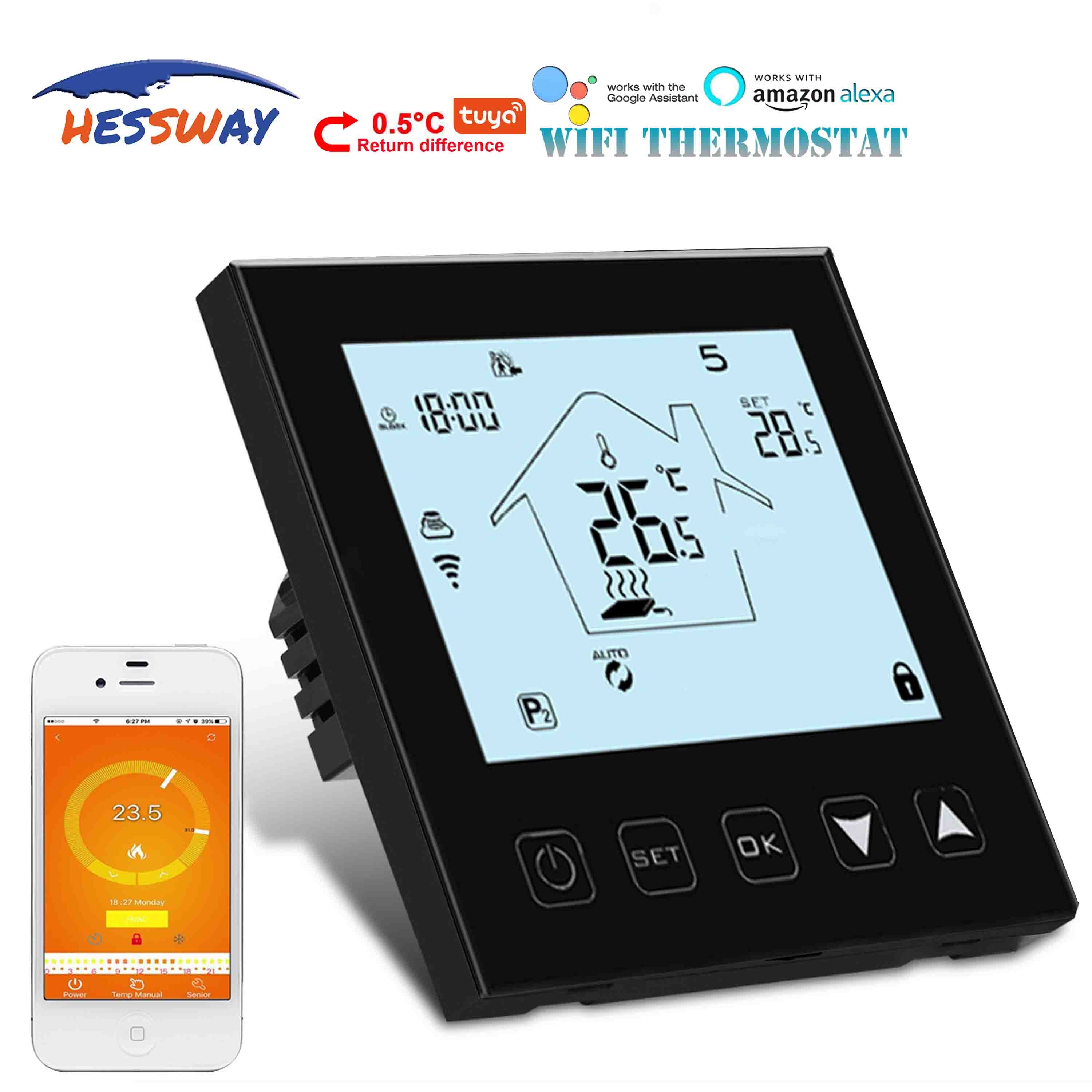 Hessway no/nc google home control wifi smart termostat for gulvvarme smart bryter